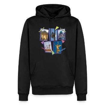 Berlin Germany City Skyline Collage - Men’s Premium Organic Hoodie - black - Front - Nico (187cm)