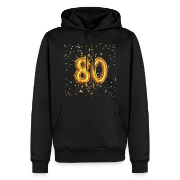 80 ans de conception de ballons - Sweat à capuche Premium bio Homme - noir - Devant - Nico (187cm)