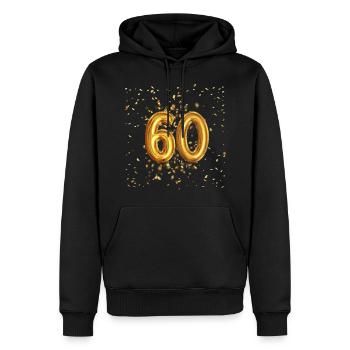 60 ans de conception de ballons - Sweat à capuche Premium bio Homme - noir - Devant - Nico (187cm)