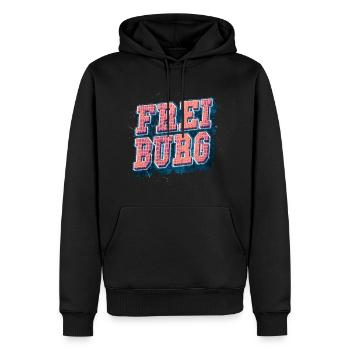 Freiburg Allemagne City Font Vintage Rétro - Sweat à capuche Premium bio Homme - noir - Devant - Nico (187cm)