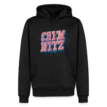 Chemnitz Allemagne City Font Vintage Rétro - Sweat à capuche Premium bio Homme - noir - Devant - Nico (187cm)