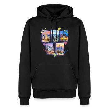 Francfort Allemagne City Skyline Collage - Sweat à capuche Premium bio Homme - noir - Devant - Nico (187cm)