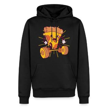 Pizza Kraftsport Squat Fitness Pizza kawaii - Männer Premium Bio Hoodie - Schwarz - Vorne - Nico (187cm)