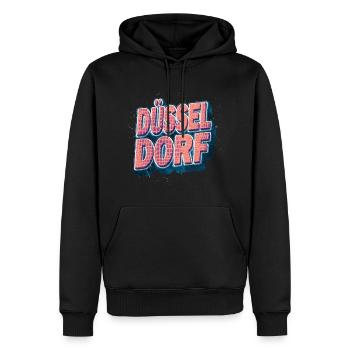 Dusseldorf Allemagne City Font Vintage Retro - Sweat à capuche Premium bio Homme - noir - Devant - Nico (187cm)