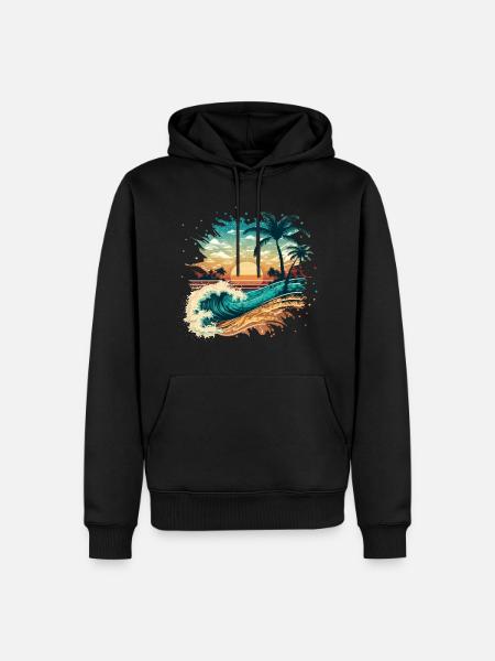 Tropical surf beach - Men’s Premium Organic Hoodie - black