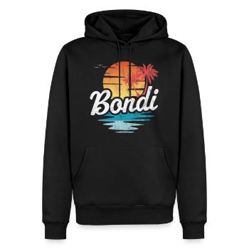 Bondi | - Männer Premium Bio Hoodie - Schwarz - Vorne - Nico (187cm)