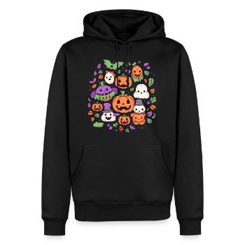 Citrouilles et fantômes mignons d’Halloween - Sweat à capuche Premium bio Homme - noir - Devant - Nico (187cm)
