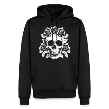 Horreur Crâne Crâne Art Crâne Gothique Heavy Metal - Sweat à capuche Premium bio Homme - noir - Devant - Nico (187cm)