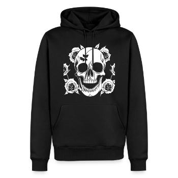 Horreur Crâne Crâne Art Crâne Gothique Heavy Metal - Sweat à capuche Premium bio Homme - noir - Devant - Nico (187cm)