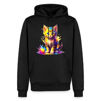 Colorful Kitty - Men’s Premium Organic Hoodie - black - Front - Nico (187cm)