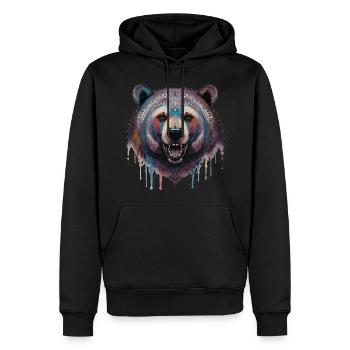 Ours tribal - Sweat à capuche Premium bio Homme - noir - Devant - Nico (187cm)