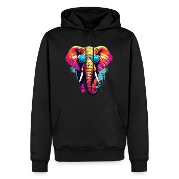 Elefant mit Sonnenbrille - Männer Premium Bio Hoodie - Schwarz - Vorne - Nico (187cm)