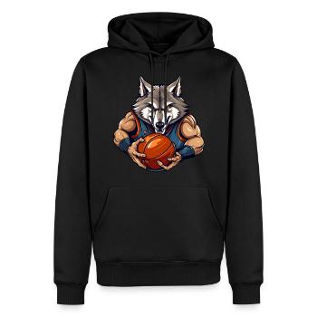 Wolf Basketballer - Männer Premium Bio Hoodie - Schwarz - Vorne - Nico (187cm)