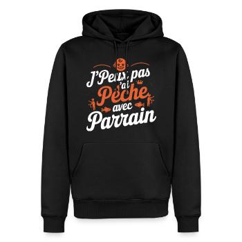 Moment de Pêche avec Parrain - Sweat à capuche Premium bio Homme - noir - Devant - Nico (187cm)
