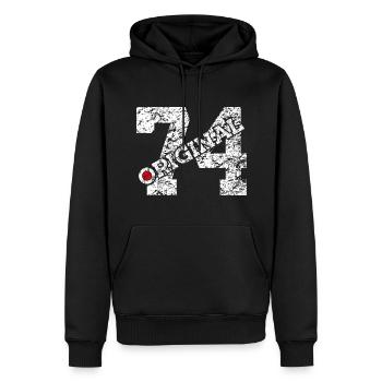 52. GEBURTSTAG 52 JAHRE ORIGINAL 1974 - Männer Premium Bio Hoodie - Schwarz - Vorne - Nico (187cm)