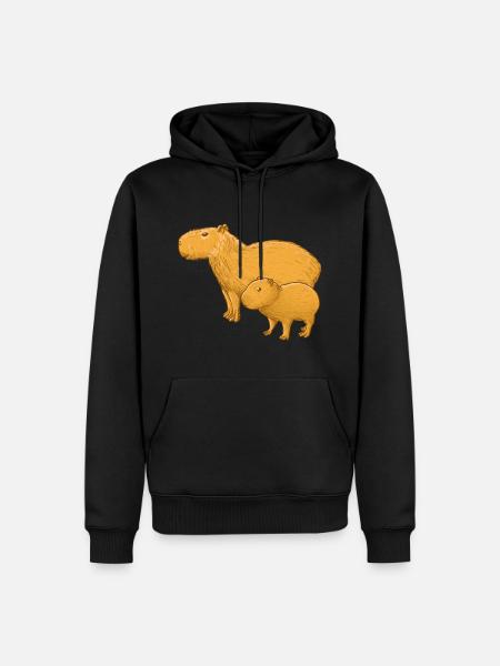 Capybara Mutter und Kind - Männer Premium Bio Hoodie - Schwarz