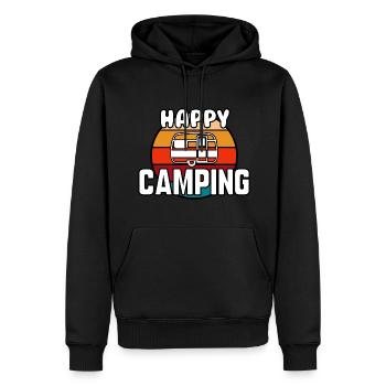Happy camping - Sweat à capuche Premium bio Homme - noir - Devant - Nico (187cm)