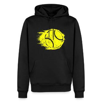 Balle de Tennis Jaune Design Hoodie Turin Final - Sweat à capuche Premium bio Homme - noir - Devant - Nico (187cm)