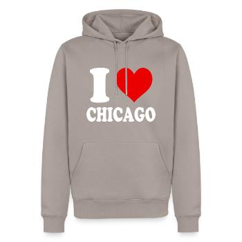 J’aime Chicago Heart Amérique États-Unis Drôle - Sweat à capuche Premium bio Homme - taupe - Devant - Nico (187cm)