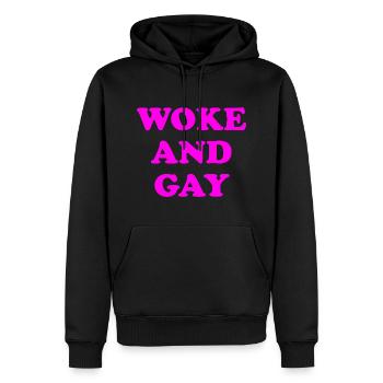 Woke And Gay - Men’s Premium Organic Hoodie - black - Front - Nico (187cm)