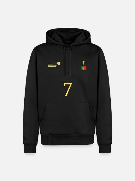 Equipe Portugal de football, numéro 7 - Sweat à capuche Premium bio Homme - noir