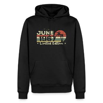 June Vintage 57th Anniversary Born 1967 Vibe - Men’s Premium Organic Hoodie - black - Front - Nico (187cm)