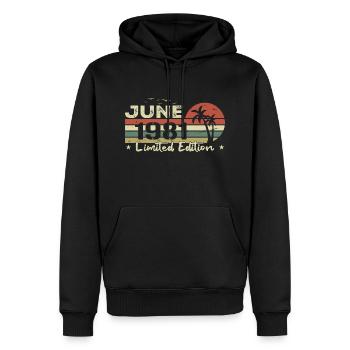millésime de juin 43e anniversaire né 1981 vibe - Sweat à capuche Premium bio Homme - noir - Devant - Nico (187cm)
