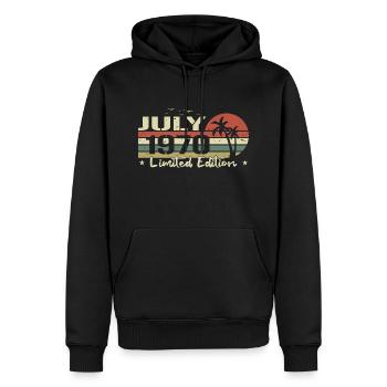 54. Juli Jubiläum Vintage Born 1970's Vibe - Männer Premium Bio Hoodie - Schwarz - Vorne - Nico (187cm)