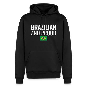 Drapeau brésilien et fier du Brésil - Sweat à capuche Premium bio Homme - noir - Devant - Nico (187cm)