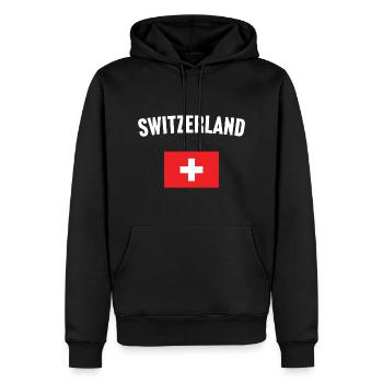 Schweiz Flagge - Männer Premium Bio Hoodie - Schwarz - Vorne - Nico (187cm)