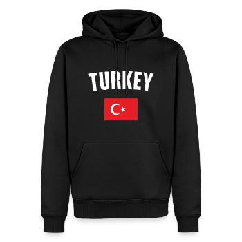 Drapeau de la Turquie - Sweat à capuche Premium bio Homme - noir - Devant - Nico (187cm)