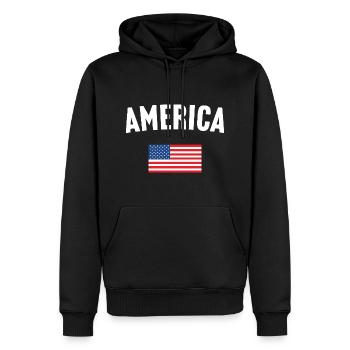 Drapeau de l’Amérique - Sweat à capuche Premium bio Homme - noir - Devant - Nico (187cm)