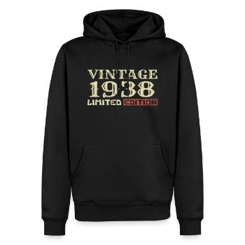 1938 Vintage :86e Anniversaire Cadeau Rétro Unique - Sweat à capuche Premium bio Homme - noir - Devant - Nico (187cm)