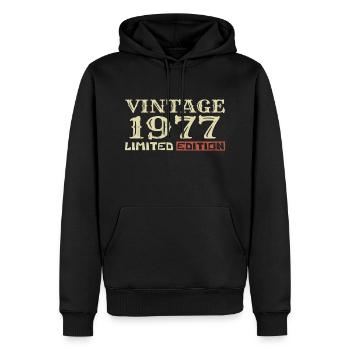 1977 Vintage :47e Anniversaire Cadeau Rétro Unique - Sweat à capuche Premium bio Homme - noir - Devant - Nico (187cm)