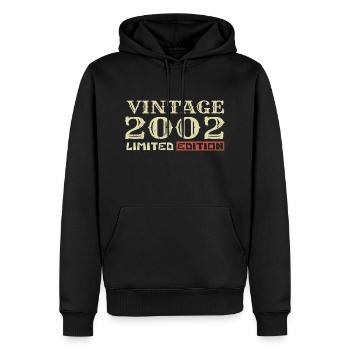 2002 Vintage :22e Anniversaire Cadeau Rétro Unique - Sweat à capuche Premium bio Homme - noir - Devant - Nico (187cm)