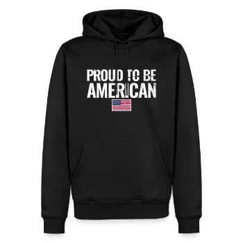 Fier d’être américain DRAPEAU AMÉRICAIN - Sweat à capuche Premium bio Homme - noir - Devant - Nico (187cm)
