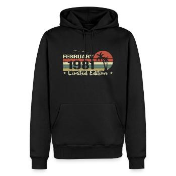 millésime de février 43e anniversaire né 1981 vibe - Sweat à capuche Premium bio Homme - noir - Devant - Nico (187cm)