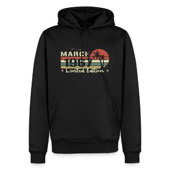 Vintage March 57th Anniversary Born 1967 Vibe - Men’s Premium Organic Hoodie - black - Front - Nico (187cm)