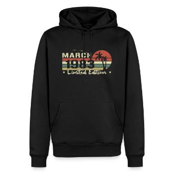 März Jahrgang 41. Jahrestag Geboren 1983 Vibe - Männer Premium Bio Hoodie - Schwarz - Vorne - Nico (187cm)