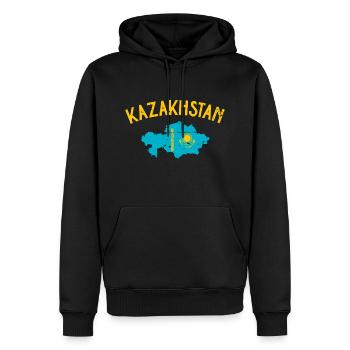 Kazakhstan Carte Kazakh Drapeau Kazakh - Sweat à capuche Premium bio Homme - noir - Devant - Nico (187cm)