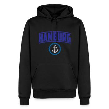 Hamburg, Anker Hafen | Farben änderbar - Männer Premium Bio Hoodie - Schwarz - Vorne - Nico (187cm)
