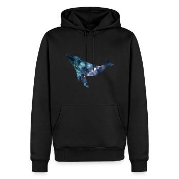 Blue whale in Galaxy - Männer Premium Bio Hoodie - Schwarz - Vorne - Nico (187cm)