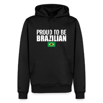 Fier d’être brésilien Brésilien Brésil - Sweat à capuche Premium bio Homme - noir - Devant - Nico (187cm)