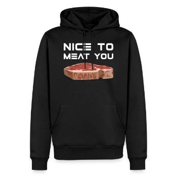 Nice To Meat You! Barbecue, meat, birthday - Men’s Premium Organic Hoodie - black - Front - Nico (187cm)