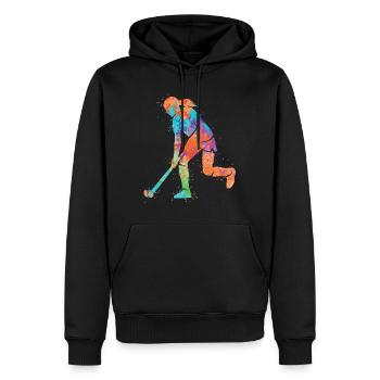 Joueur de hockey sur gazon Bunt Hockey Joueur de hockey - Sweat à capuche Premium bio Homme - noir - Devant - Nico (187cm)