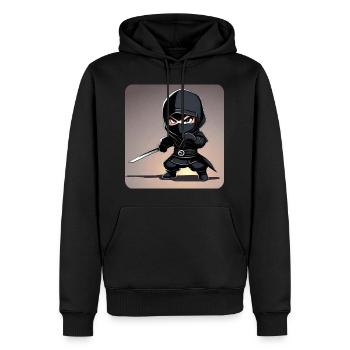 Mignon petit ninja avec épée katana - Sweat à capuche Premium bio Homme - noir - Devant - Nico (187cm)