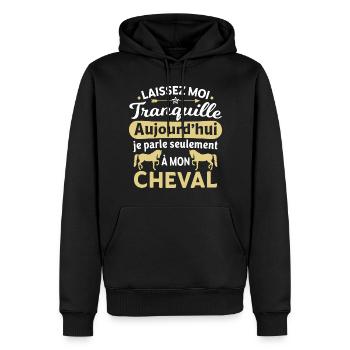 Je parle seulement à mon cheval - Sweat à capuche Premium bio Homme - noir - Devant - Nico (187cm)