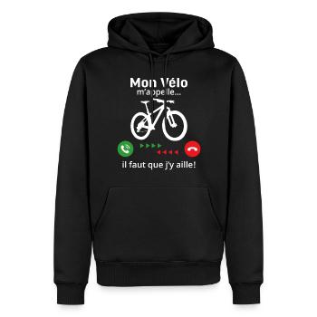 Mon Vélo m'appelle Idée Cadeau Vététiste - Sweat à capuche Premium bio Homme - noir - Devant - Nico (187cm)
