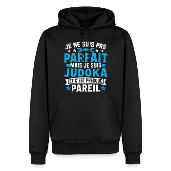 judoka et c'est presque pareil - Sweat à capuche Premium bio Homme - noir - Devant - Nico (187cm)