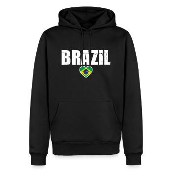 Brésil Brésil Drapeau brésilien - Sweat à capuche Premium bio Homme - noir - Devant - Nico (187cm)